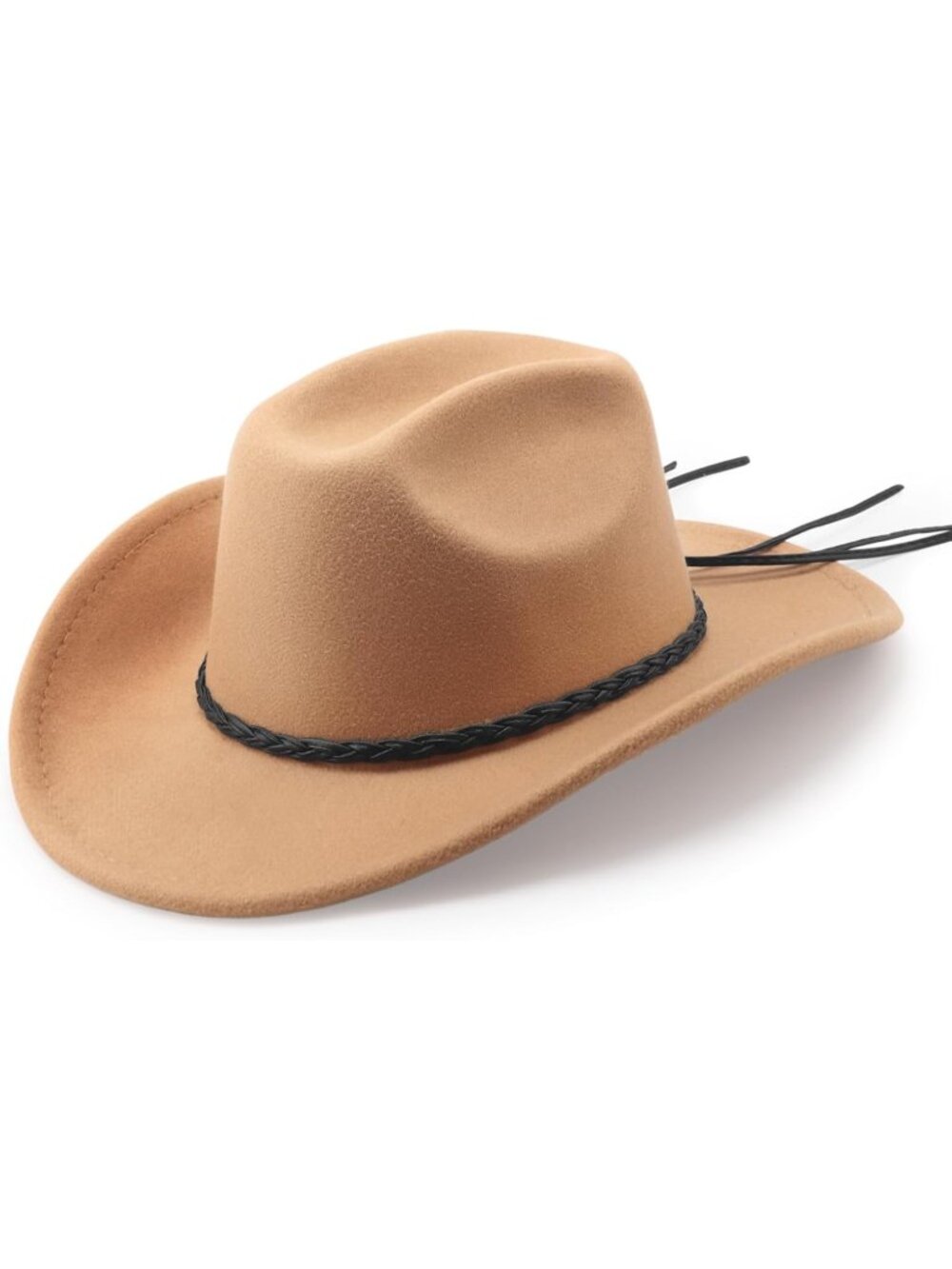Men's A-Camel Buckle Outdoor Wide Brim Retro Felt Fedora Cowboy Hat